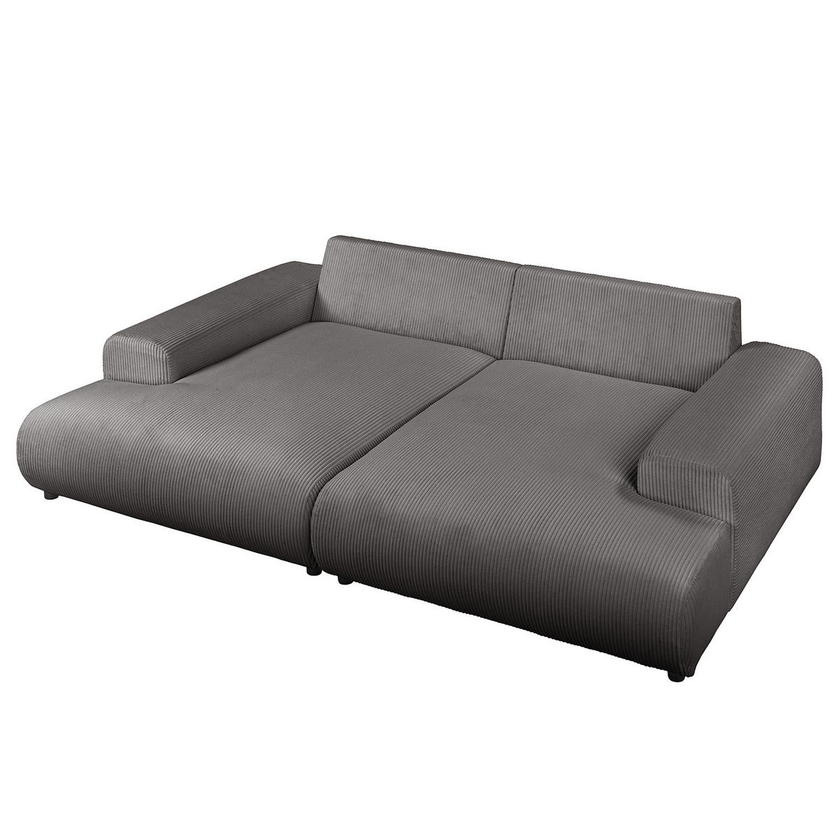 BIGSOFA - Schwarz/Grau, Kunststoff/Textil (237/79/144cm) - home24