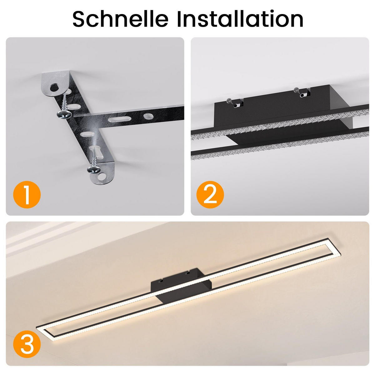 LED-DECKENLEUCHTE Helga 108/11/5 cm - Schwarz, Metall (108/11/5cm) - Nettlife