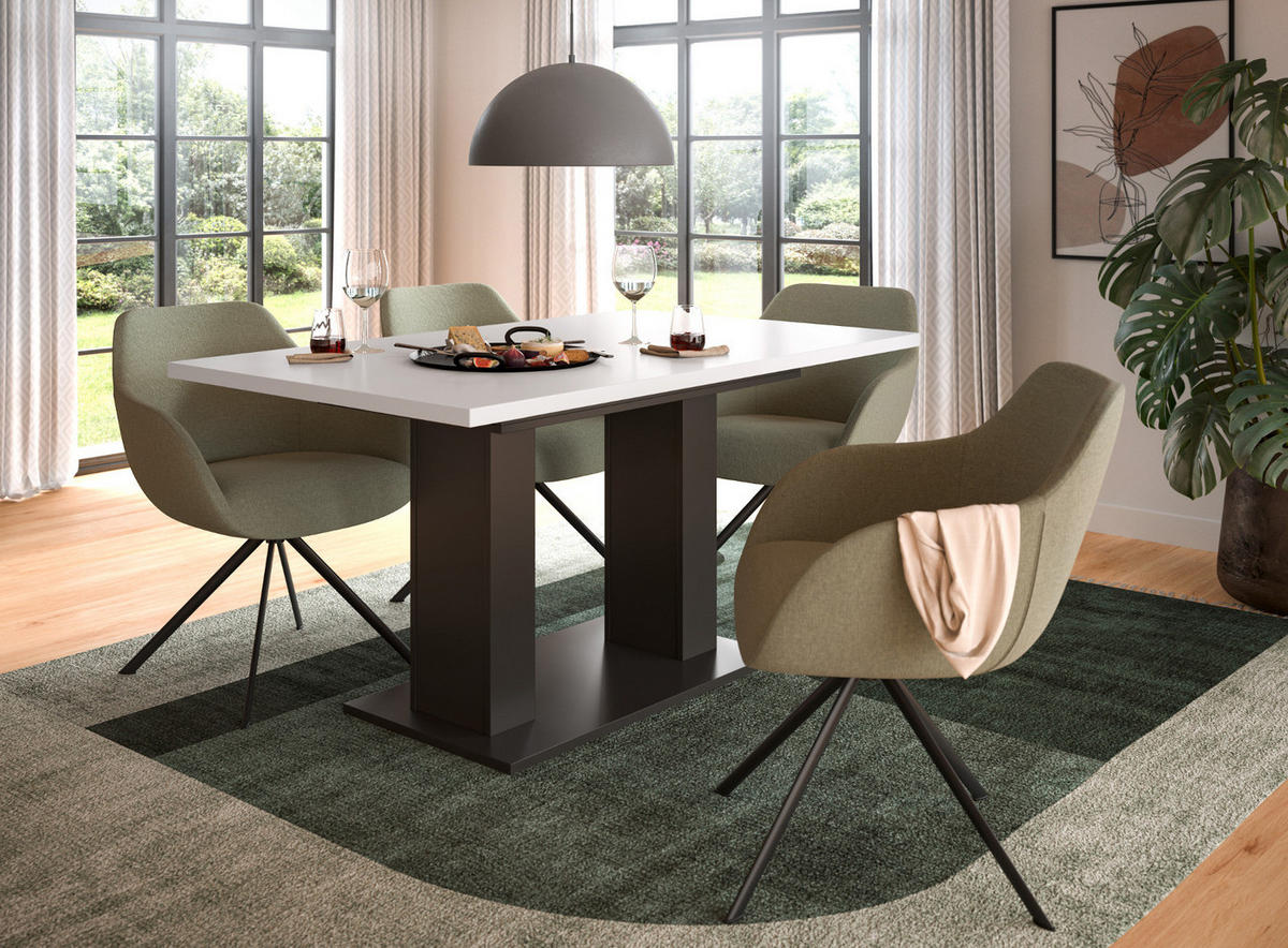 ESSTISCH weiß, grau, Küchentisch ausziehbar 150 - 190 cm - Weiß/Grau, Holzwerkstoff/Metall (150/90/76cm) - Inn.Furn