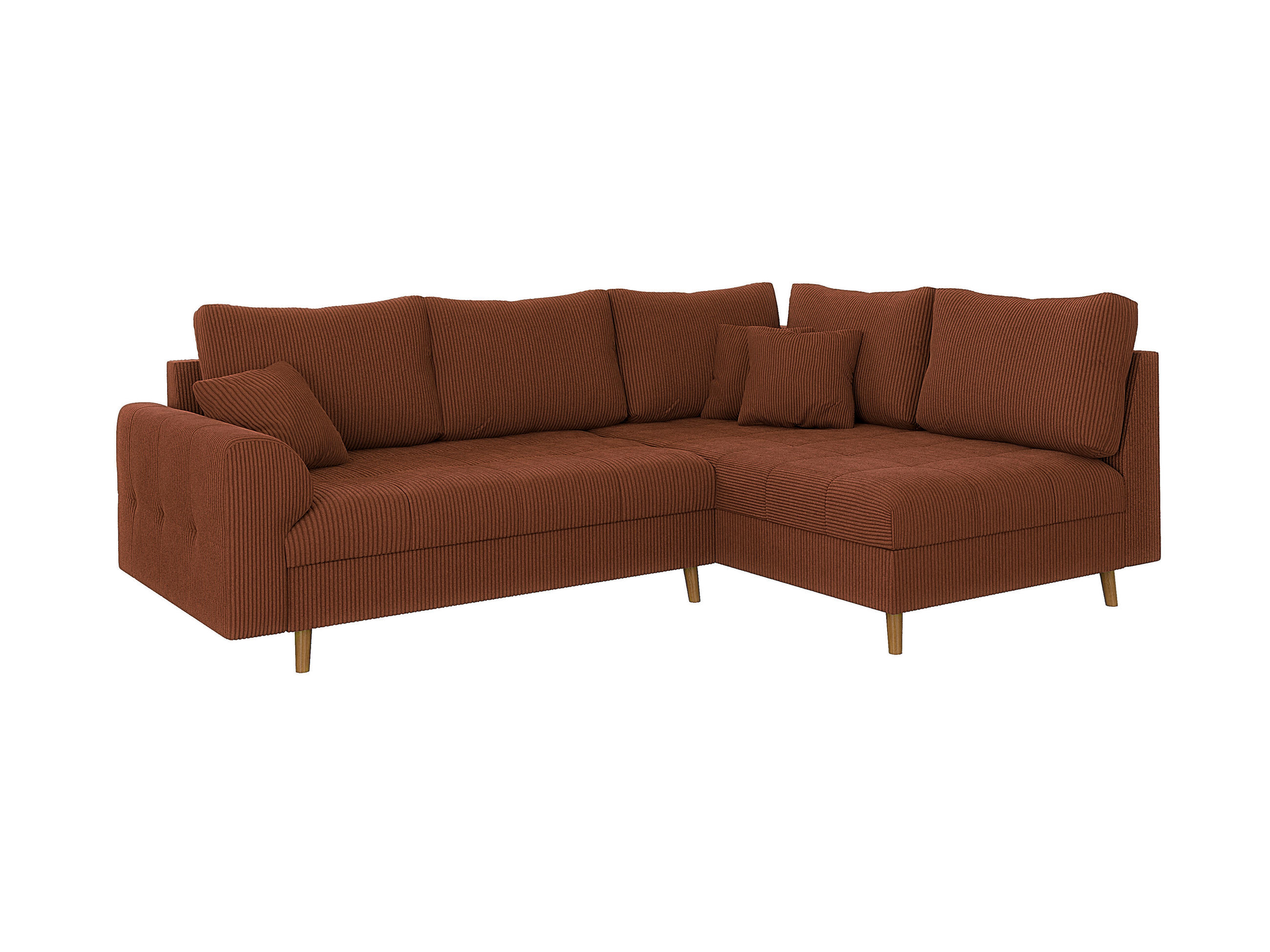 ECKSOFA Alma Terrakotta Cord - Ottomane rechts - Terracotta/Braun, Holz/Textil (231/161cm) - S-Style Möbel