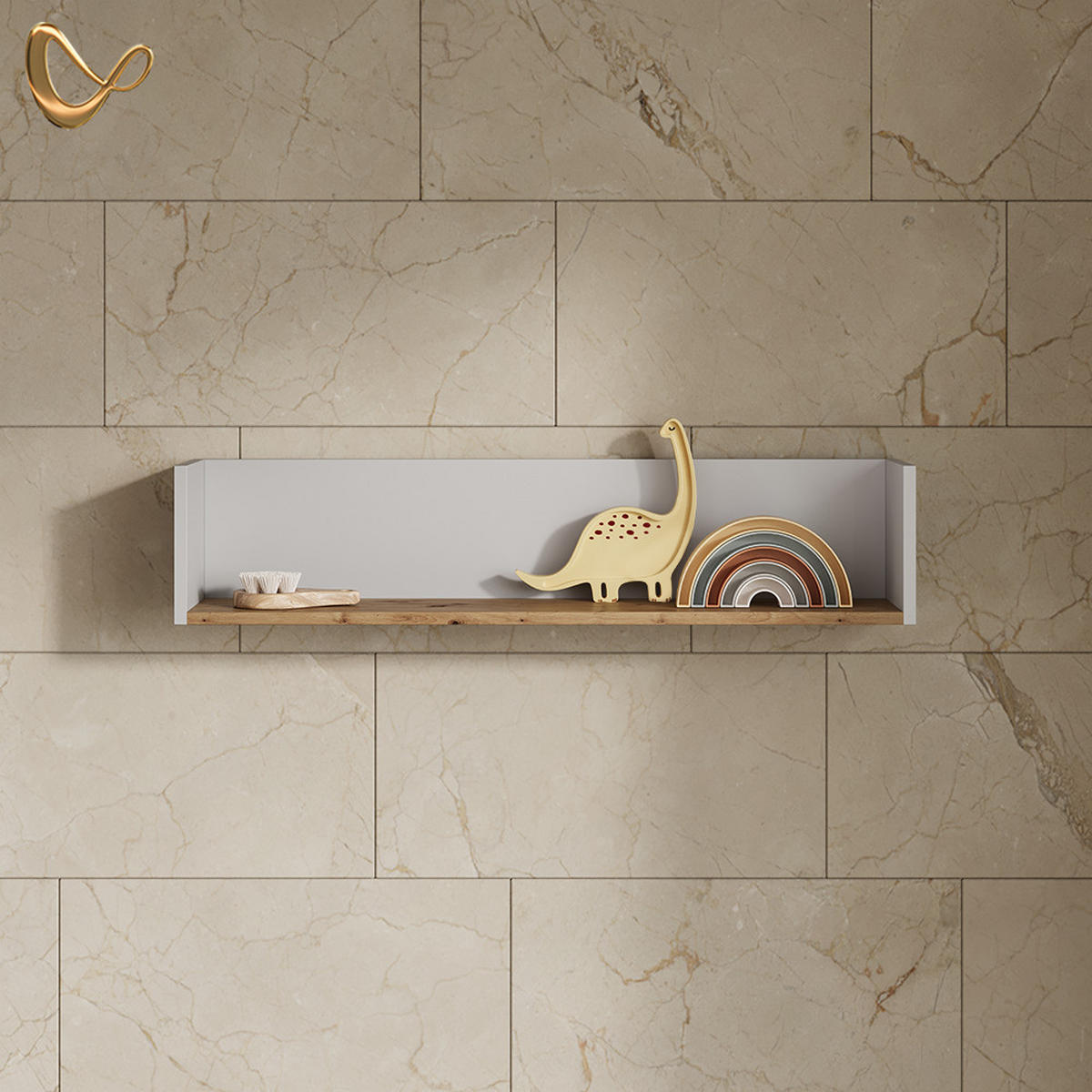 WANDREGAL Paolina Weiß/Artisan 93.4 x 20 cm - Weiß/Eiche Artisan, Holzwerkstoff (93.4/20/20cm) - Livinity®