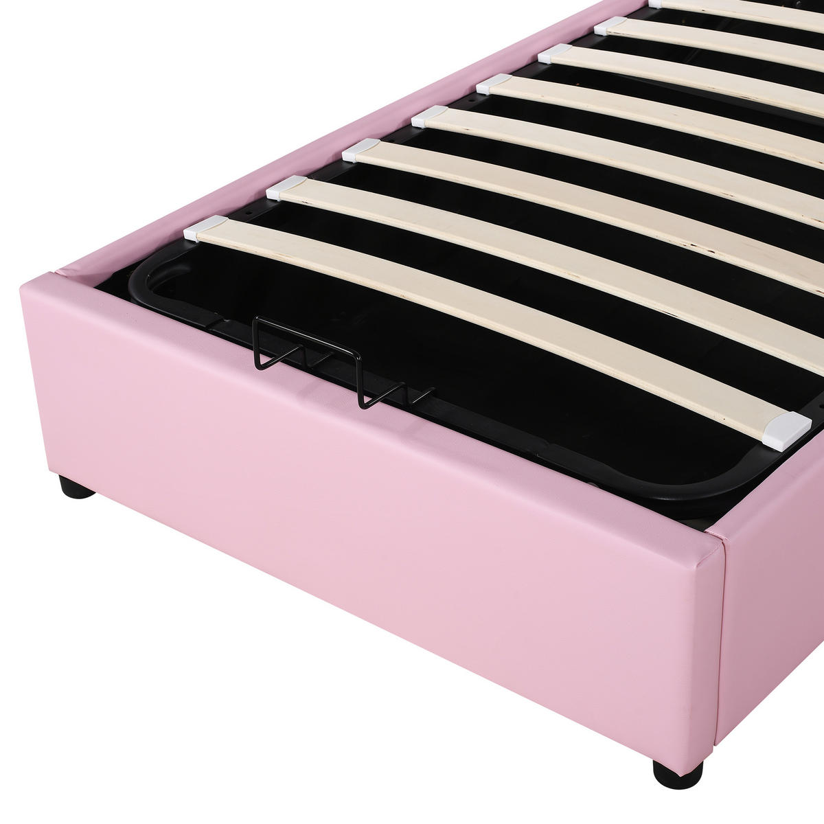 POLSTERBETT aus PU 90x200 cm in Rosa mit höhenverstellbarem Kopfteil - Rosa, Leder (90/200cm) - Modfu