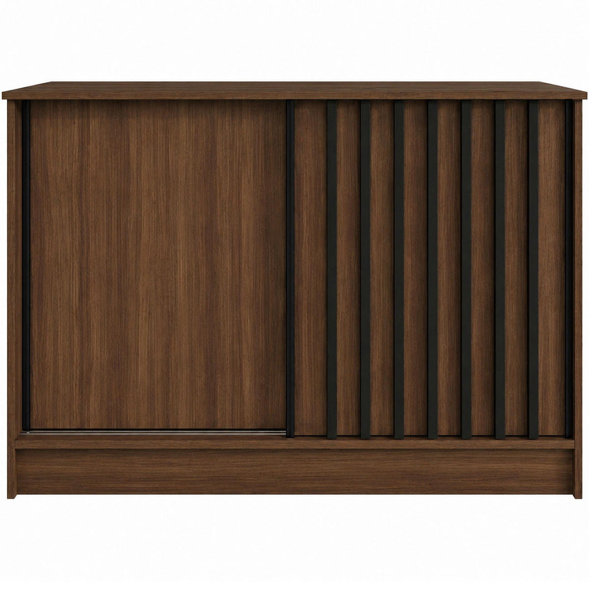 KOMMODE Horizon mit 2 Schiebetüren, 120 cm, Walnuss+Schwarz - Walnussfarben/Schwarz, Holzwerkstoff (121/85/43.5cm) - Beautysofa