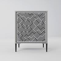 SIDEBOARD TEMPORARY SEQUENCE, Grau, 57,5x42x72,5 cm, Schwarze Metallfüße - Multicolor/Schwarz, Holzwerkstoff/Metall (57.5/72.5/42cm) - SpaceRebels