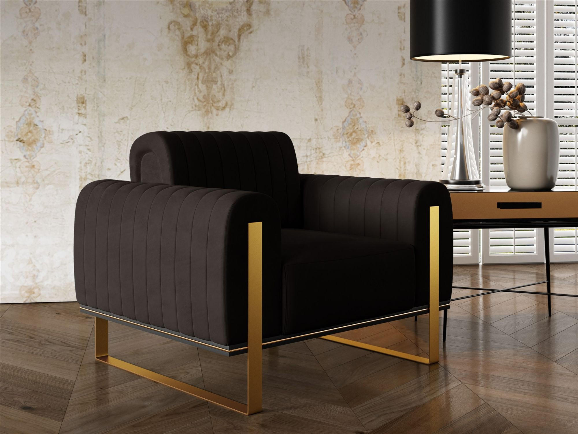SESSEL Valerie - Schwarz, Holzwerkstoff/Textil (106/79/90cm) - Fun Möbel