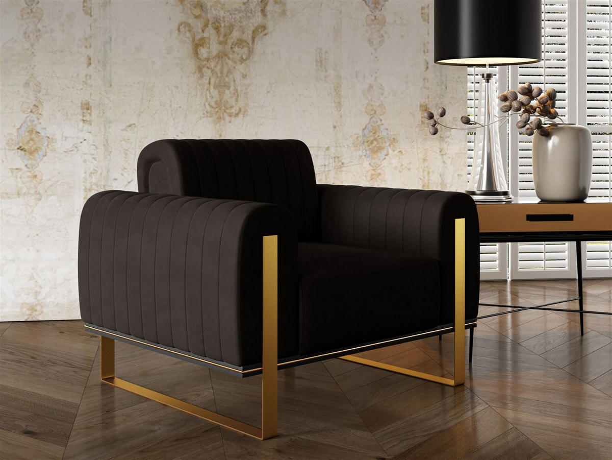 SOFASET Valerie 3-2-1 - Schwarz, Holzwerkstoff/Textil (228/79/90cm) - Fun Möbel