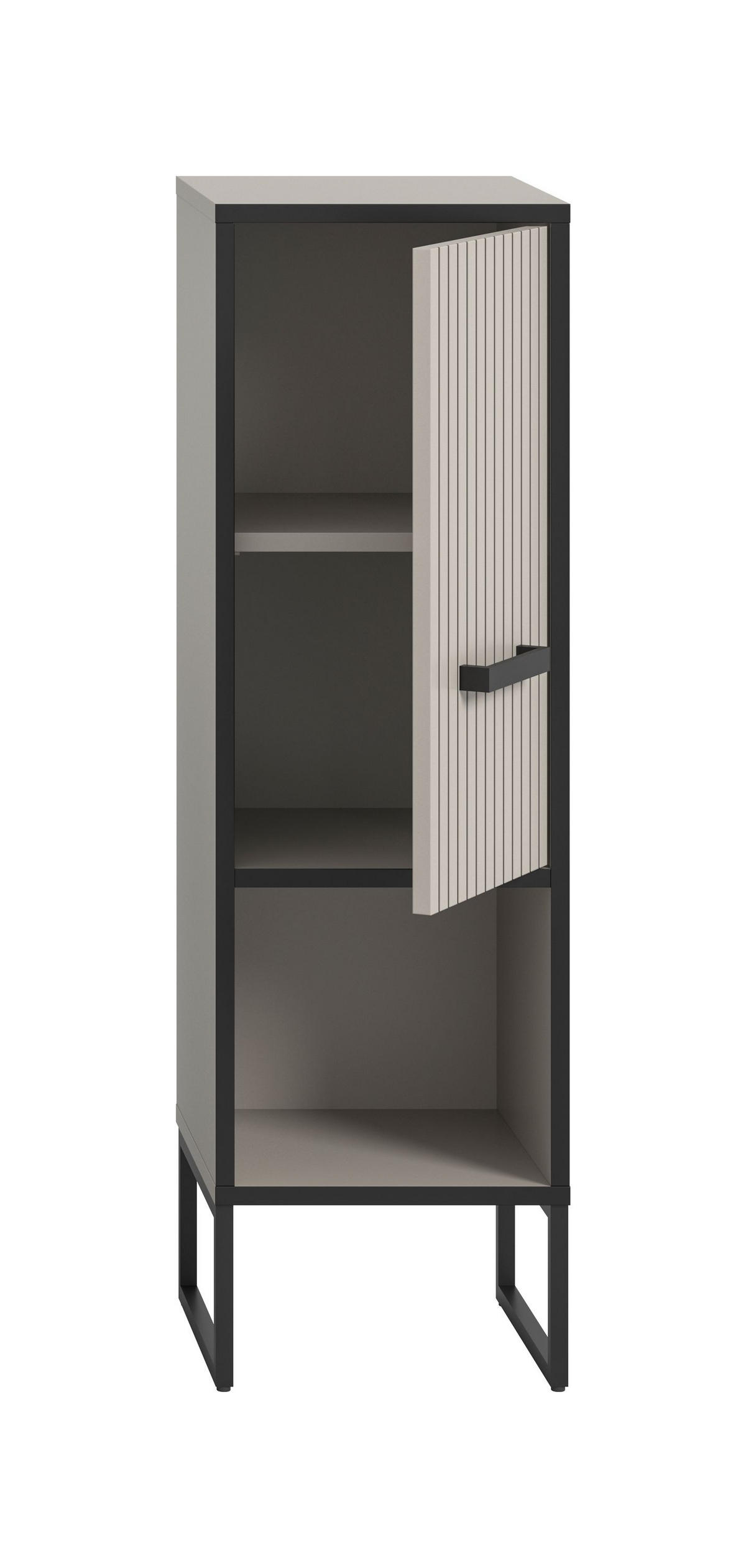 STANDSCHRANK Bagno Bad in Kaschmir Nachbildung und schwarz - modernes Design - B/H/T: 30x101x32 cm - Kaschmir, Holzwerkstoff (30/101/32cm)