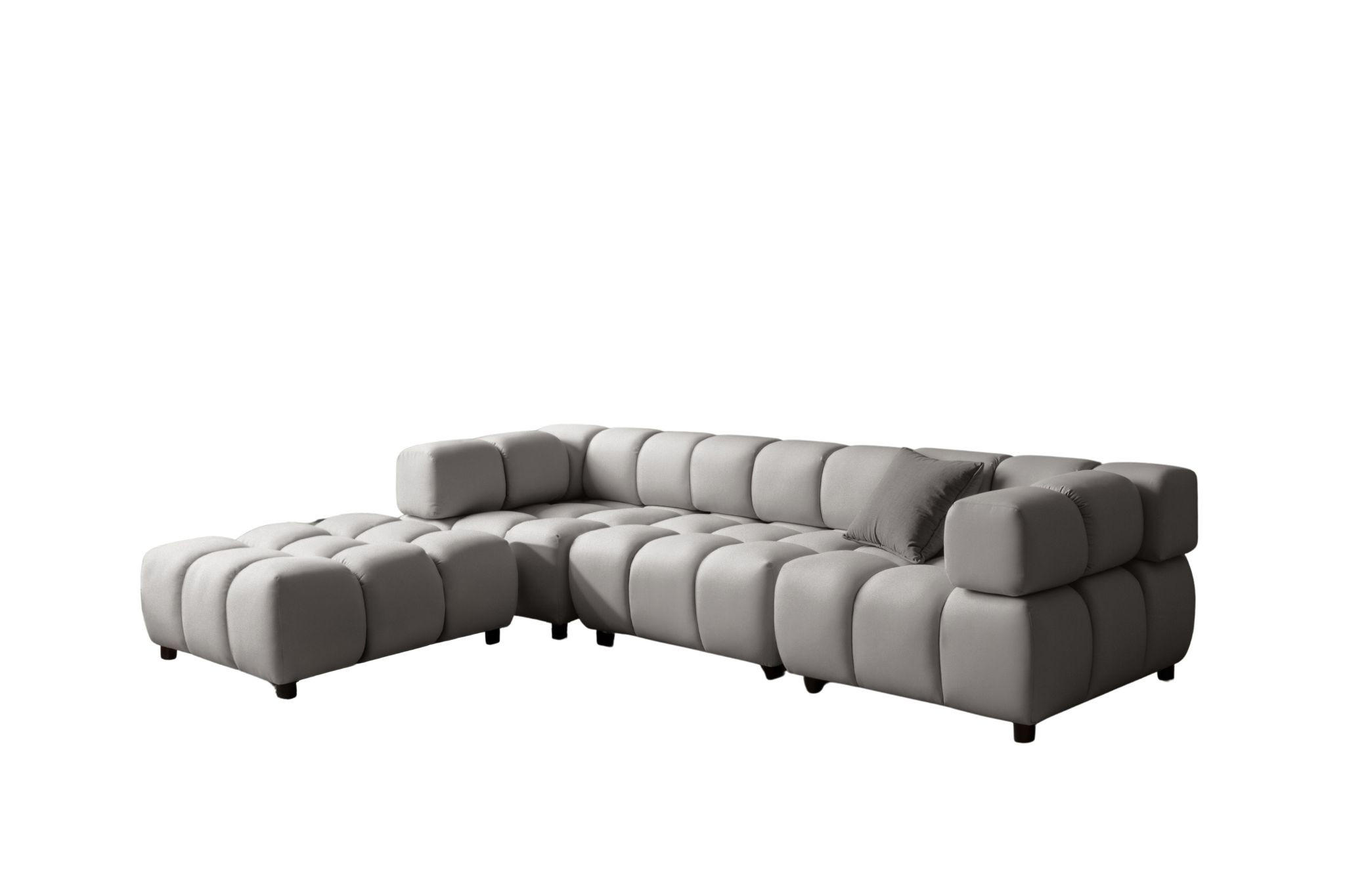 ECKSOFA L-Form Bolla, stoff Bluvel, Grau, Links - Grau, Holz (288/192cm) - Kaiser Möbel