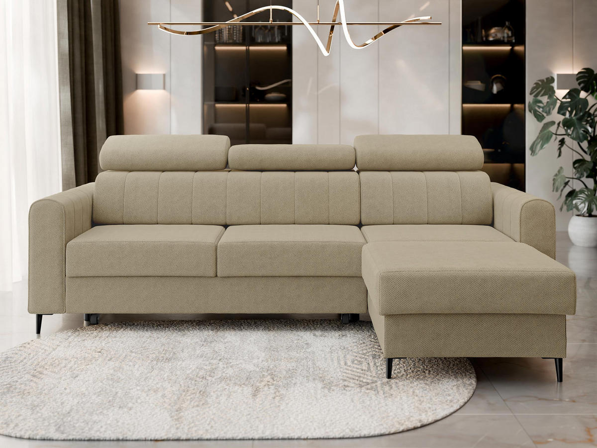 ECKSOFA Toronto III - Hellbraun/Schwarz, Holz/Kunststoff (250/169cm) - MIRJAN24