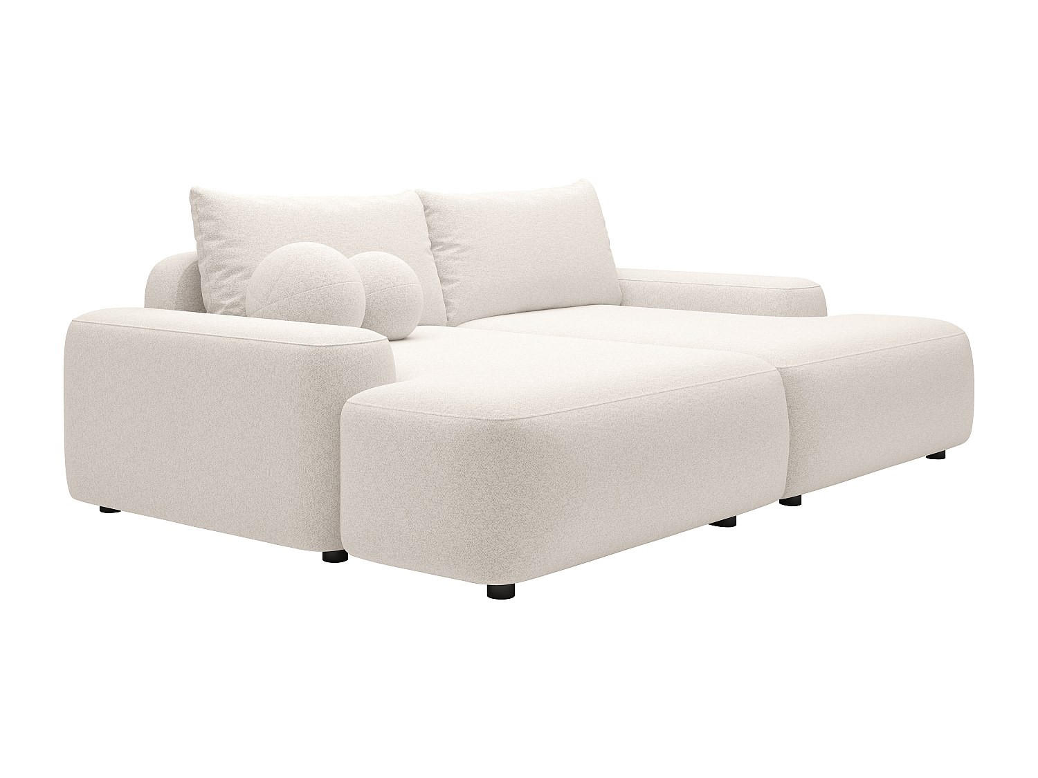 SOFA 3-Sitzer, tiefe Sitzfläche - Melierter Stoff Creme - DAVISO - Creme, Textil (232/87/164cm) - Vente-Unique