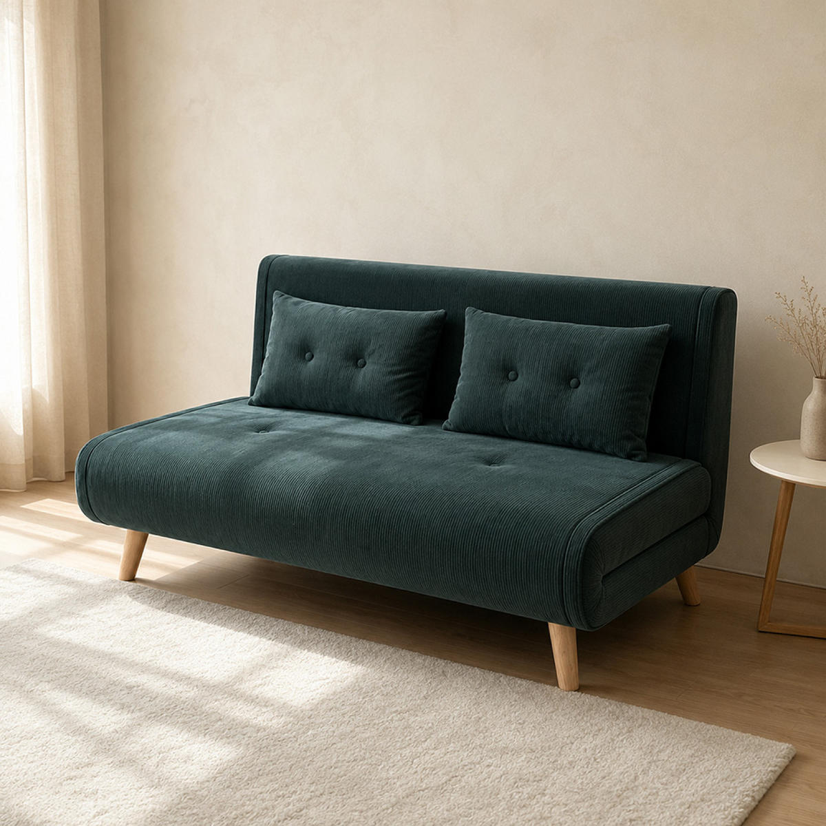 SCHLAFSOFA ENNIS in Grün mit Cordbezug - Grün, Holzwerkstoff (130/78/82cm) - Concept Usine