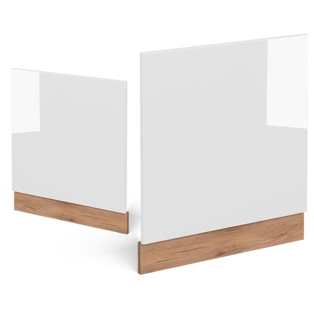 FRONTBLENDE R-Line Weiß Hochglanz 60 cm ohne AP - Honigeiche/Weiß Hochglanz, Holzwerkstoff (60/57.2/1.6cm) - Vicco