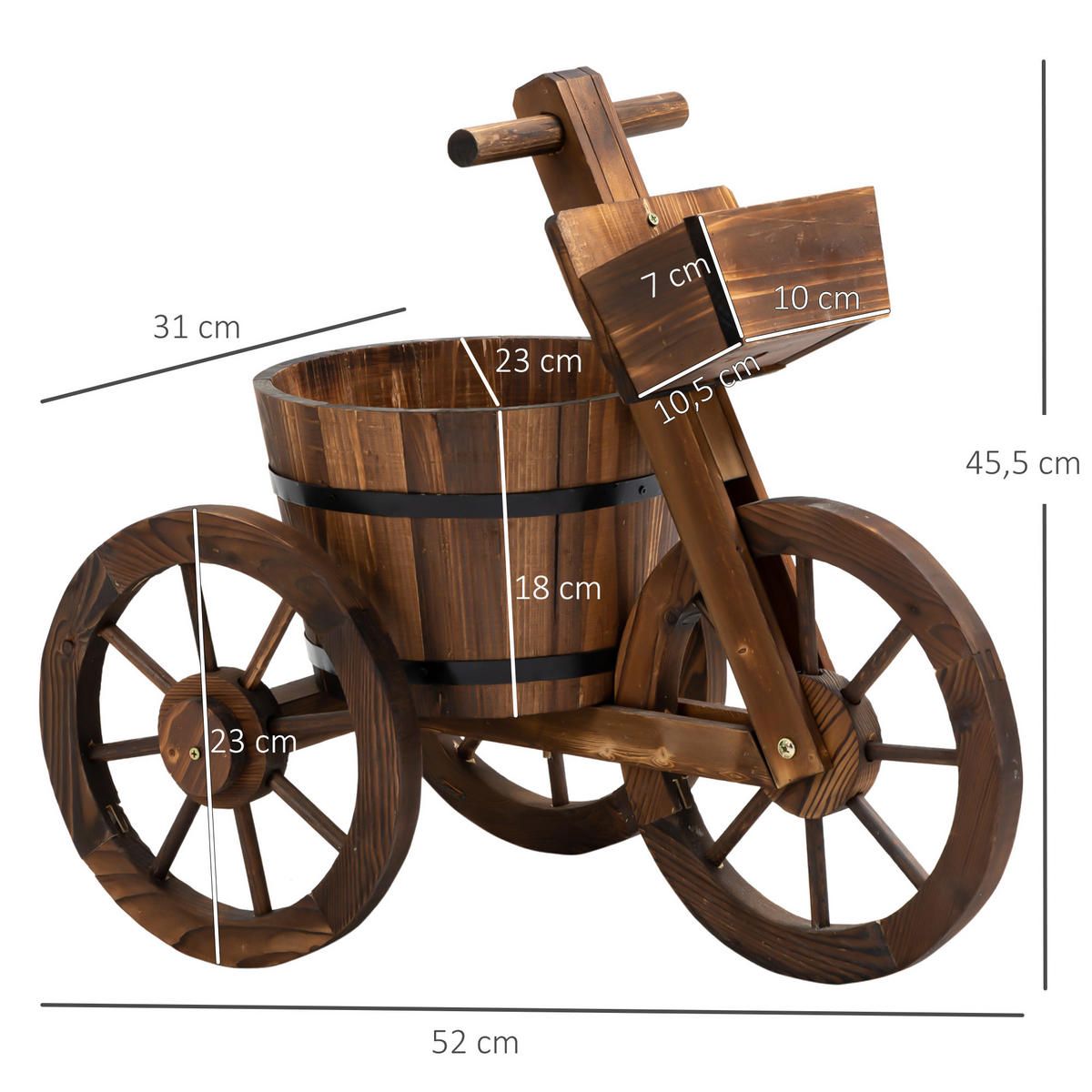 PFLANZENSTÄNDER DE-18929 Tricycle-Design Naturholz - Braun, Holzwerkstoff (31/45.5/52cm) - ComfortXL