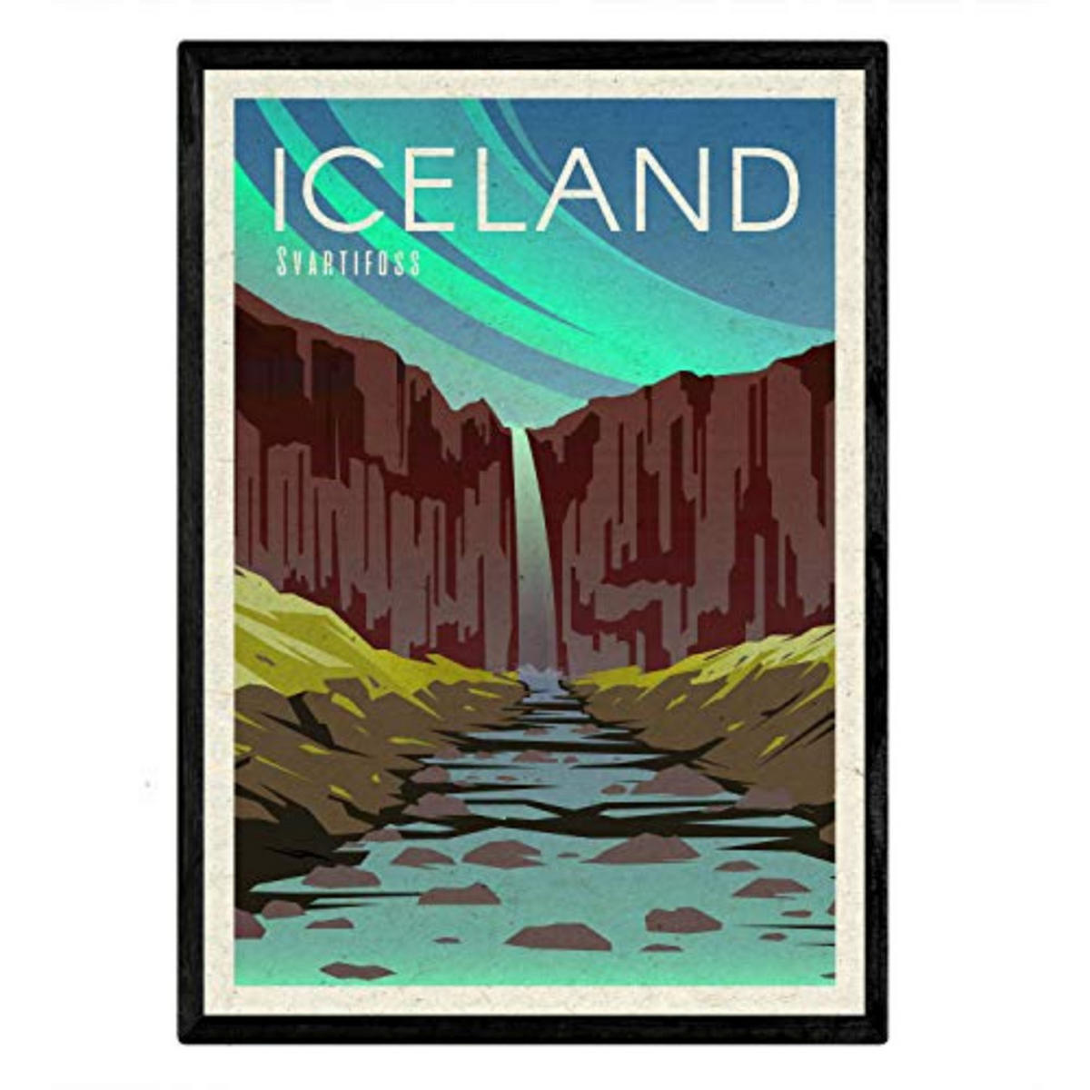 POSTER Island Stadtfarben A4 Schwarzer Rahmen - Schwarz, Papier (29.7/5/21cm) - Nacnic