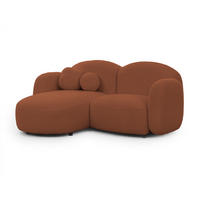 ECKSOFA Nuvola mit abgerundetem Design Terrakotta Bouclé-Stoff - Ottomane Links - Terra cotta/Schwarz, Holz/Kunststoff (190/146cm) - S-Style Möbel
