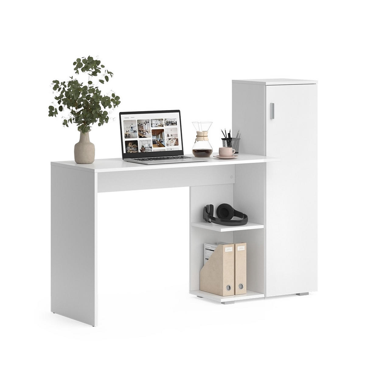 POČÍTAČOVÝ STŮL Ritz Bílá - bílá, kompozitní dřevo (45.2/141.2/113.2cm) - Vicco