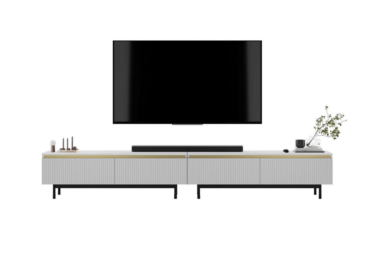 TV-LOWBOARD 2-er Set Selene Weiß Matt mit Metallrahmen 140 cm - Schwarz/Weiß, Holzwerkstoff/Metall (280/44/35cm) - Meble Lindner