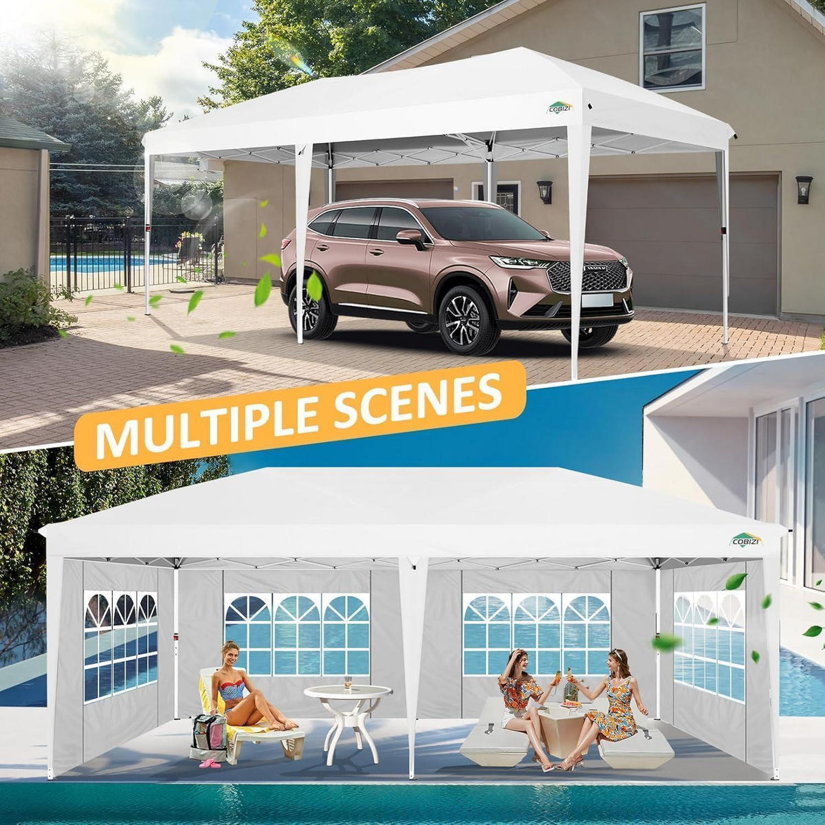 FALTPAVILLON 3x6 m Weiß mit 6 Seitenwänden - Weiß, Textil (300/320/600cm)