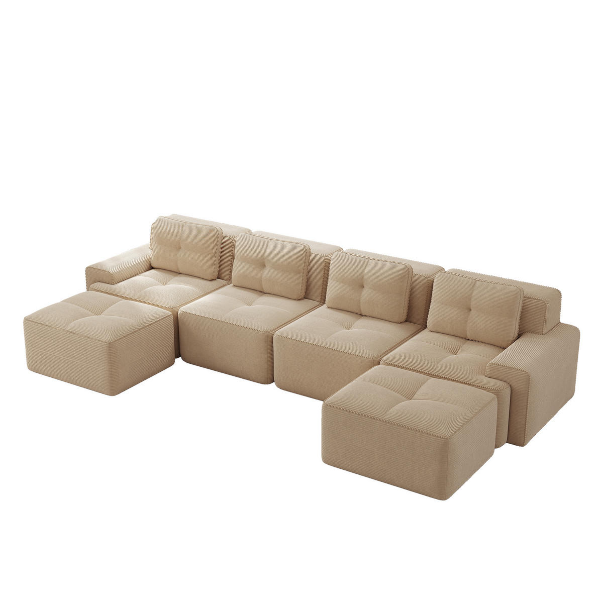 WOHNLANDSCHAFT Beige 382/177/69 cm 4-Sitzer Modular Cordstoff - Beige, Textil (382/69/177cm) - PANGIVO