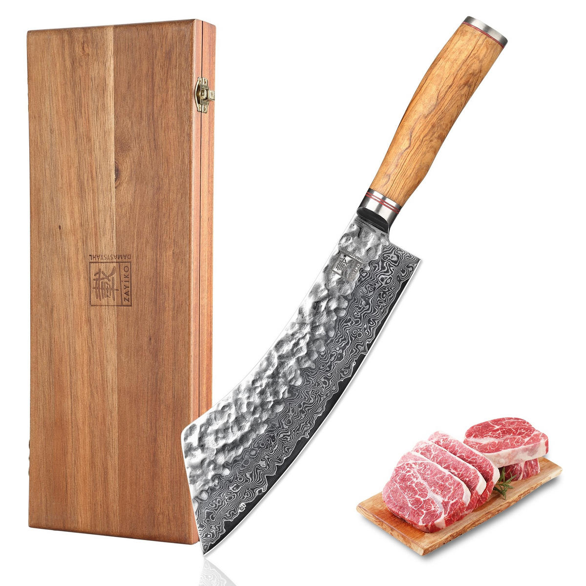 BLOCKMESSER 22,5 cm - Braun, Holz/Metall (37cm) - Zayiko