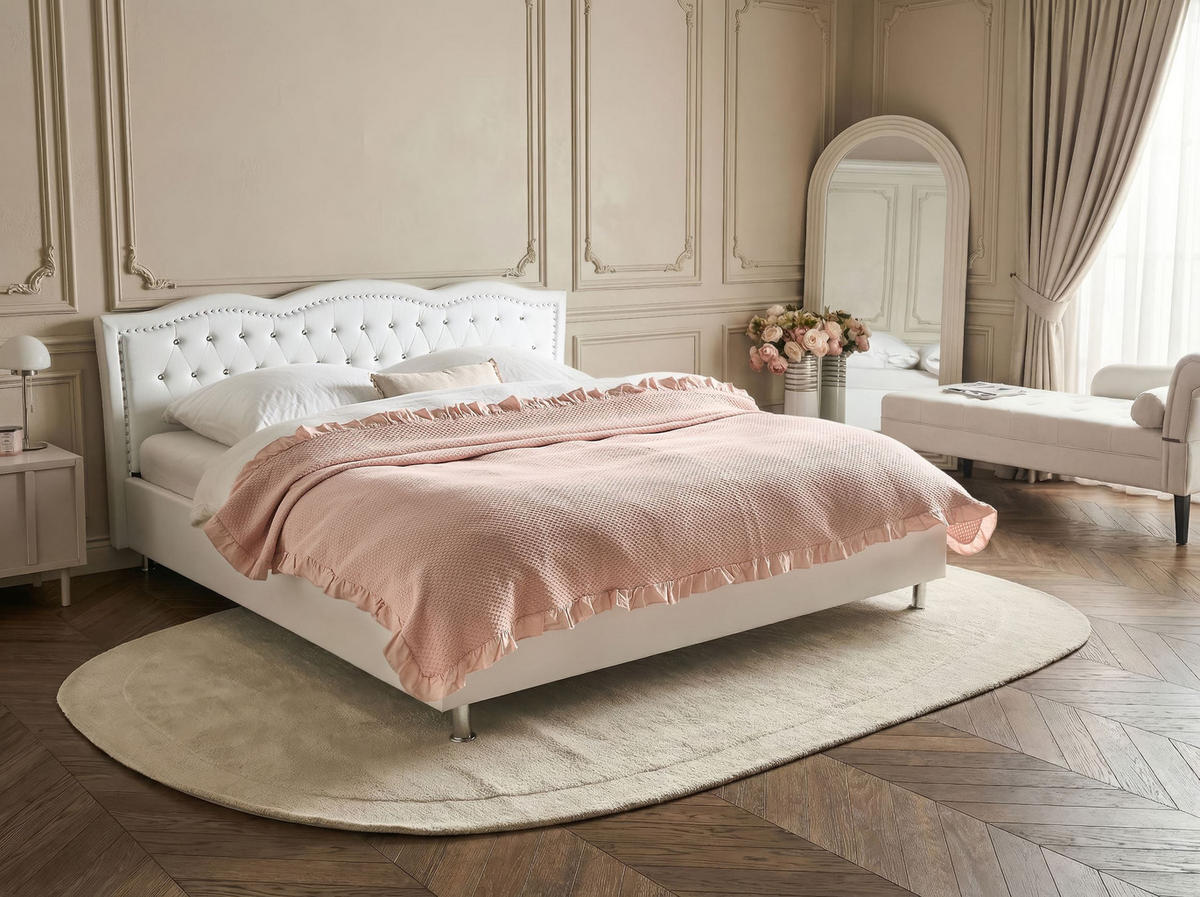 BETT 180/200cm Weiß Metz - Weiß, Textil (180/200cm) - Beliani