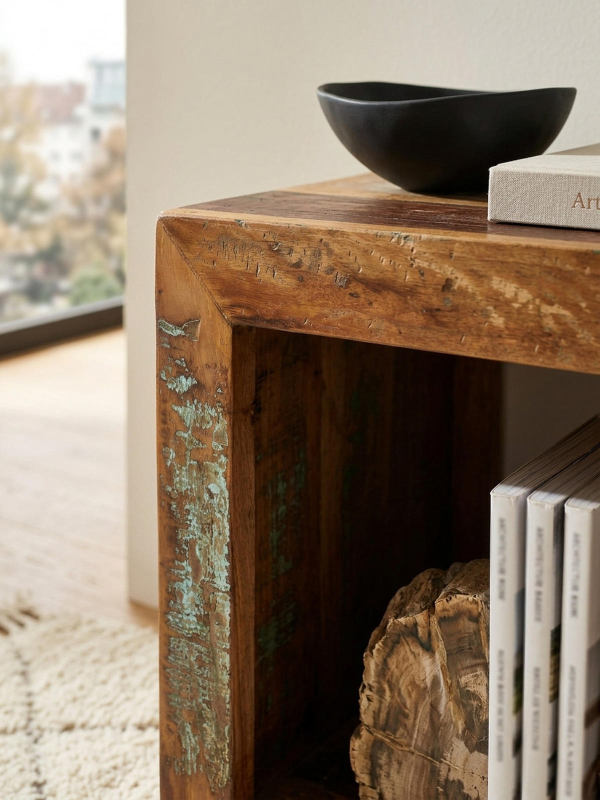 BEISTELLTISCH – Quadratisch Mango Massivholz 45x45x35 cm Shabby Chic - Braun, Holz (35/45/45cm) - KADIMA DESIGN