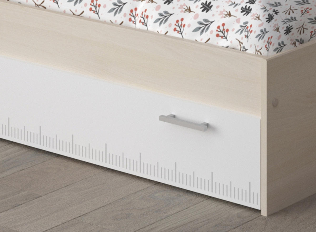 KINDERZIMMER Akazie, weiß, Jugendzimmer-Set 3-teilig - Silberfarben/Weiß, Holzwerkstoff/Kunststoff (203/182/48cm) - Parisot Meuble