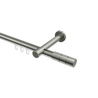 INNENLAUF-GARDINENSTANGEN-SET Prestige Elanto 360 cm (geteilt in 2 x 180 cm), 1-läufig, 20 mm Ø Edelstahl-Optik - Edelstahlfarben, Metall (360cm) - INTERDECO