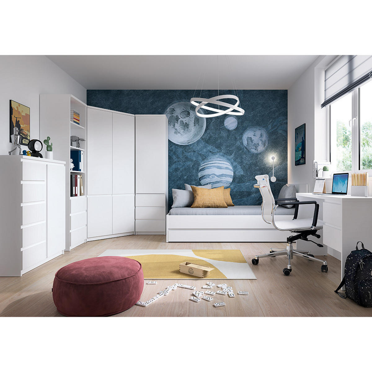 KLEIDERSCHRANK Fortaleza-129 - Weiß, Holzwerkstoff (95/200/95cm) - Lomado