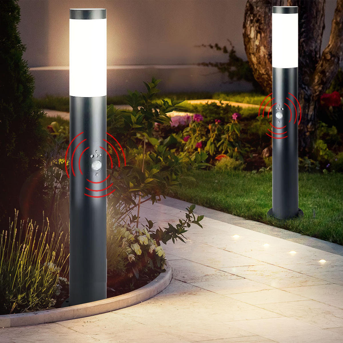 LED STEHLEUCHTE Edelstahl Anthrazit - Anthrazit, Metall (7.6/11/80cm) - Globo Lighting