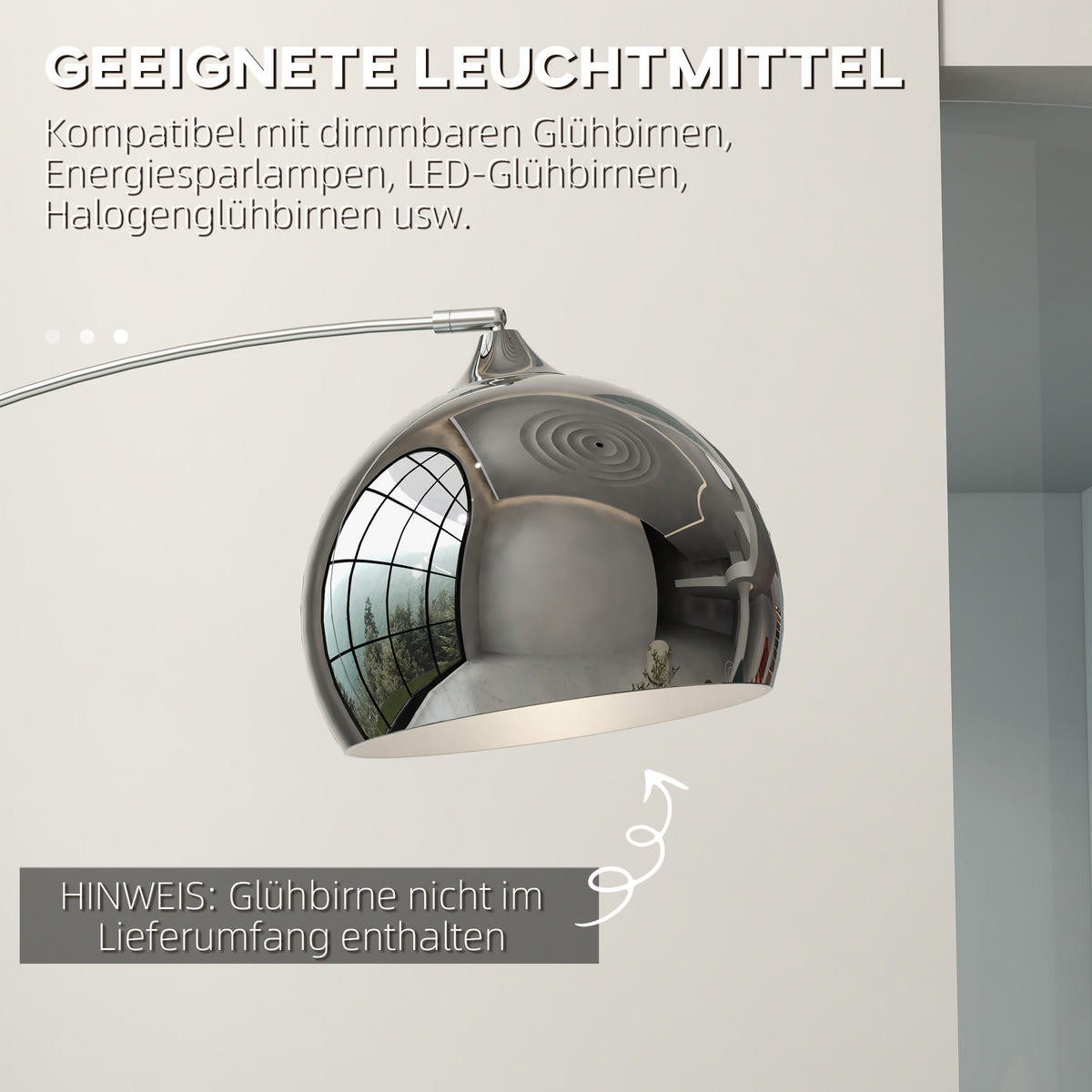 STEHLAMPE höhenverstellbar, schwenkbar Stehleuchte exkl. Leuchtmittel - Silberfarben, Metall (115/30/180cm) - HOMCOM