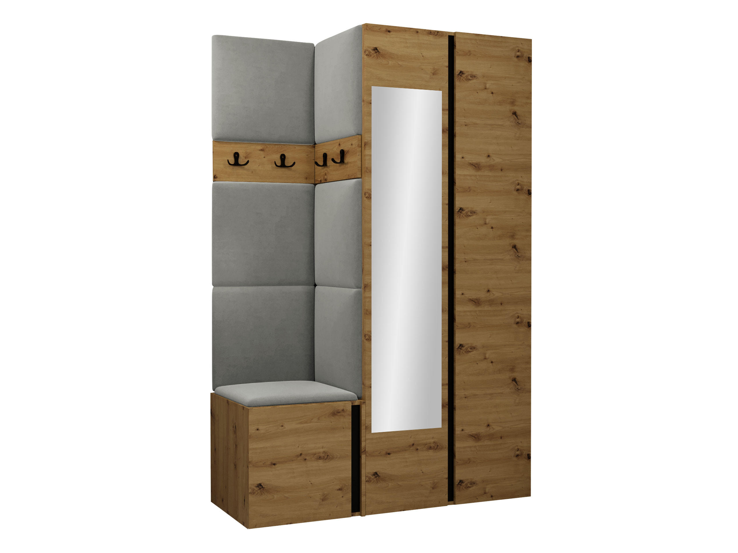 GARDEROBEN-SET Orion XXVI - Eiche Artisan/Grau, Holzwerkstoff/Kunststoff (116/186/46cm) - MIRJAN24