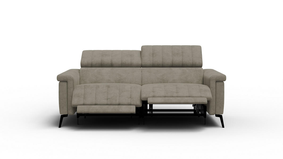 RELAXSOFA NORDEL 3-Sitzer, dunkles beige - Beige/Schwarz, Holz/Textil (194/80/105cm) - Courtois Laville