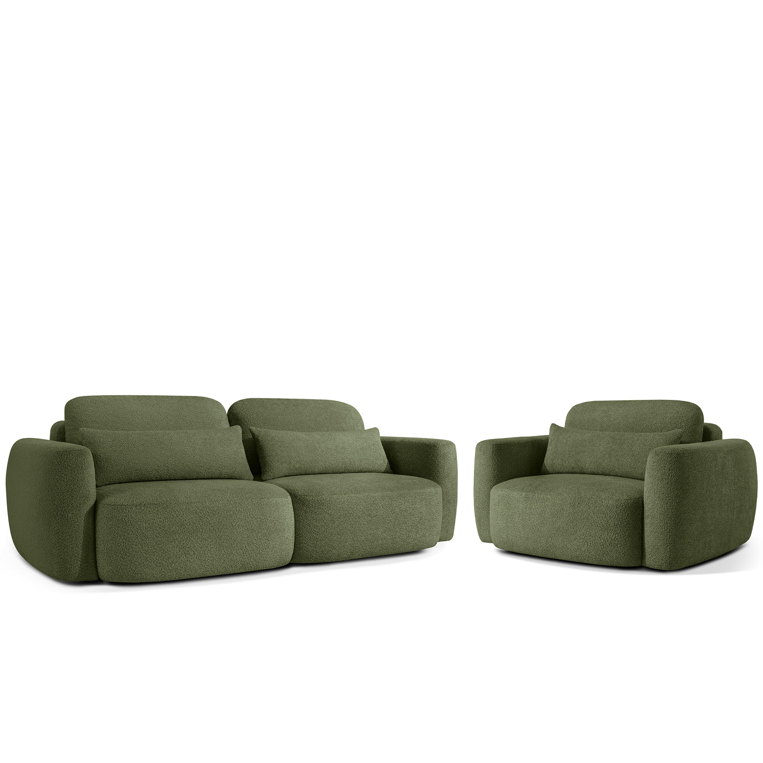 SITZGARNITUR ELOSA - Olivgrün, Holz/Textil (245/85/115cm) - KONSIMO®