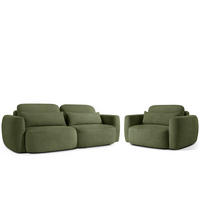 SITZGARNITUR ELOSA - Olivgrün, Holz/Textil (245/85/115cm) - KONSIMO®