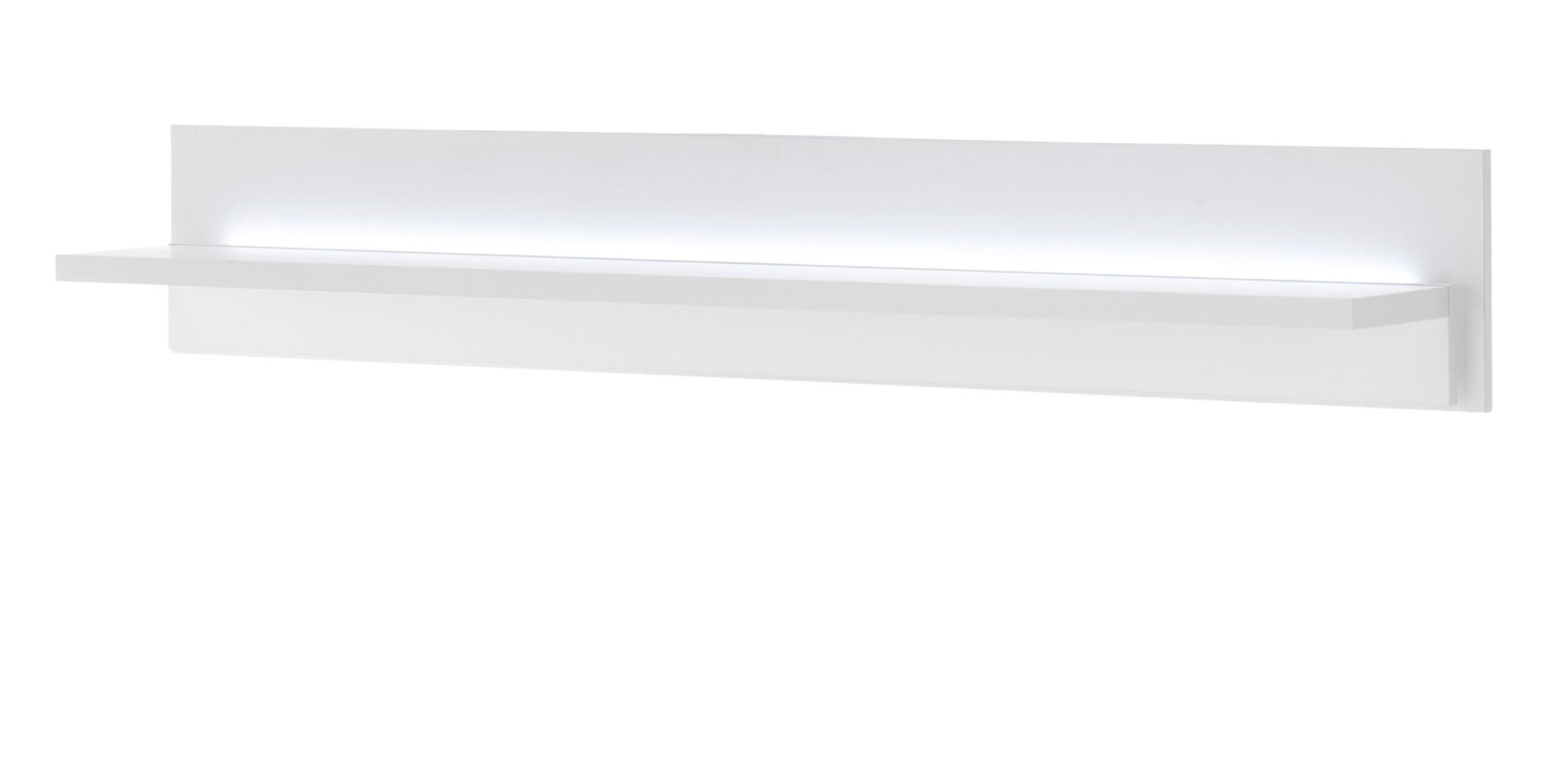 WANDBOARD weiß matt, Wandregal inklusive Beleuchtung 150 cm - Weiß, Holzwerkstoff (150/24/24cm) - Furn.Design