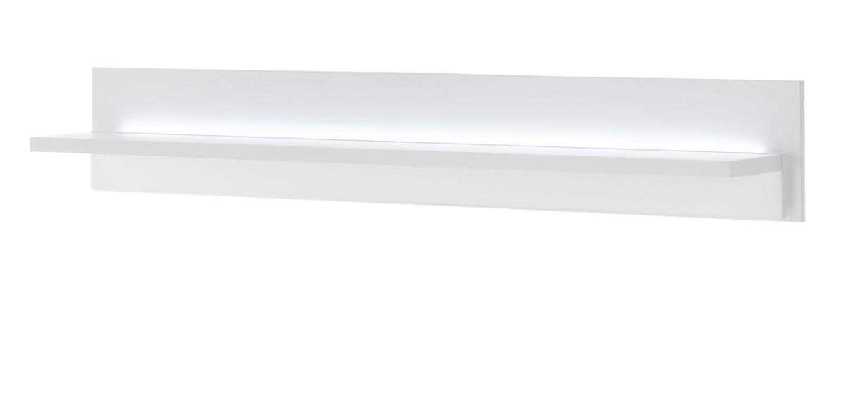 WANDBOARD weiß matt, Wandregal inklusive Beleuchtung 150 cm - Weiß, Holzwerkstoff (150/24/24cm) - Furn.Design