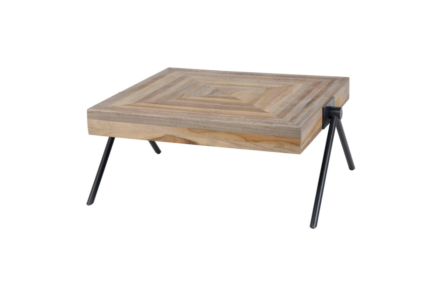 COUCHTISCH WILLY Braun Teakholz - Schwarz/Braun, Holz/Metall (70/70/33cm) - KAWOLA