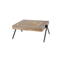 COUCHTISCH WILLY Braun Teakholz - Schwarz/Braun, Holz/Metall (70/70/33cm) - KAWOLA