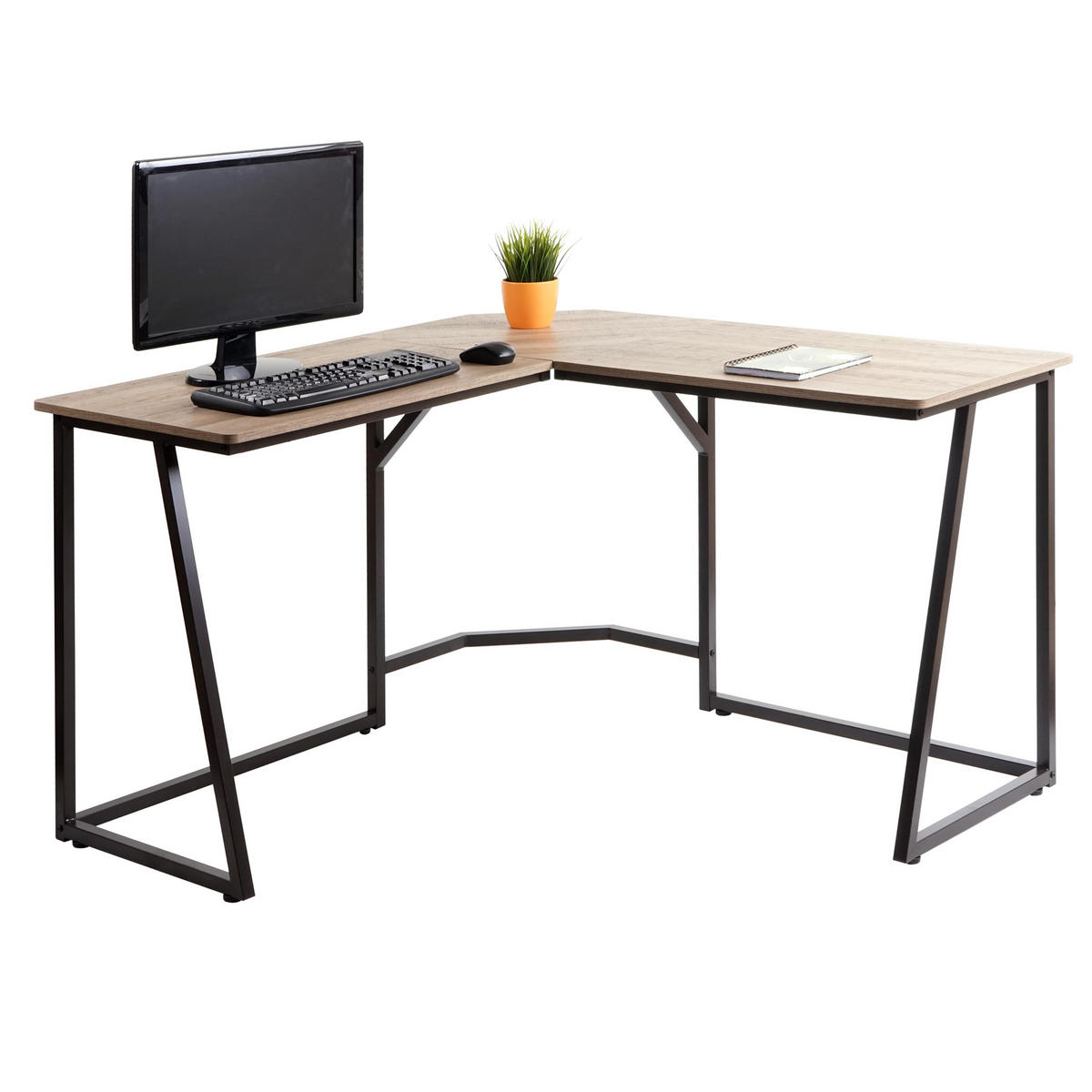 ECK-SCHREIBTISCH Braun - Braun, Metall (125/125/76cm) - MCW