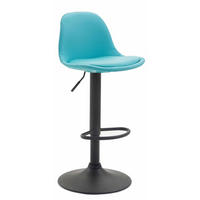 BARHOCKER Kilian, Gestell schwarz, Vollgepolstert Kunstleder Blau - Blau/Schwarz, Kunststoff/Textil (39/100/43cm) - TPFLiving