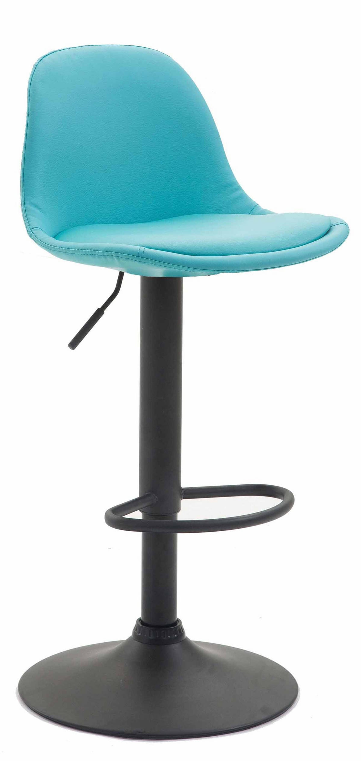 BARHOCKER Kilian, Gestell schwarz, Vollgepolstert Kunstleder Blau - Blau/Schwarz, Kunststoff/Textil (39/100/43cm) - TPFLiving