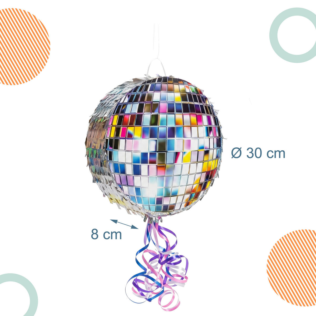 PINATA - srebrne boje, valoviti karton/plastika (30/30/8cm) - Relaxdays