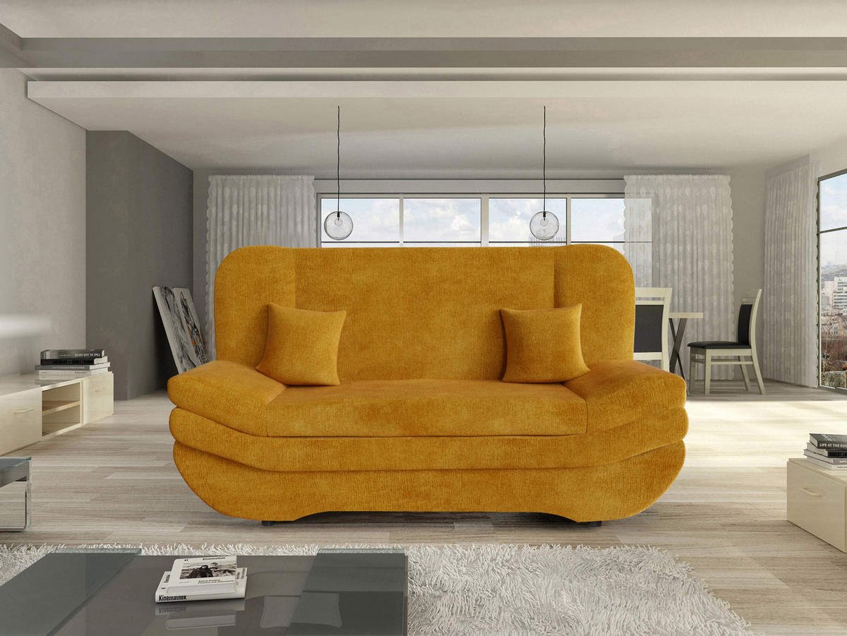SCHLAFSOFA Weronika - Gelb/Schwarz, Holz/Kunststoff (200/95/90cm) - MIRJAN24