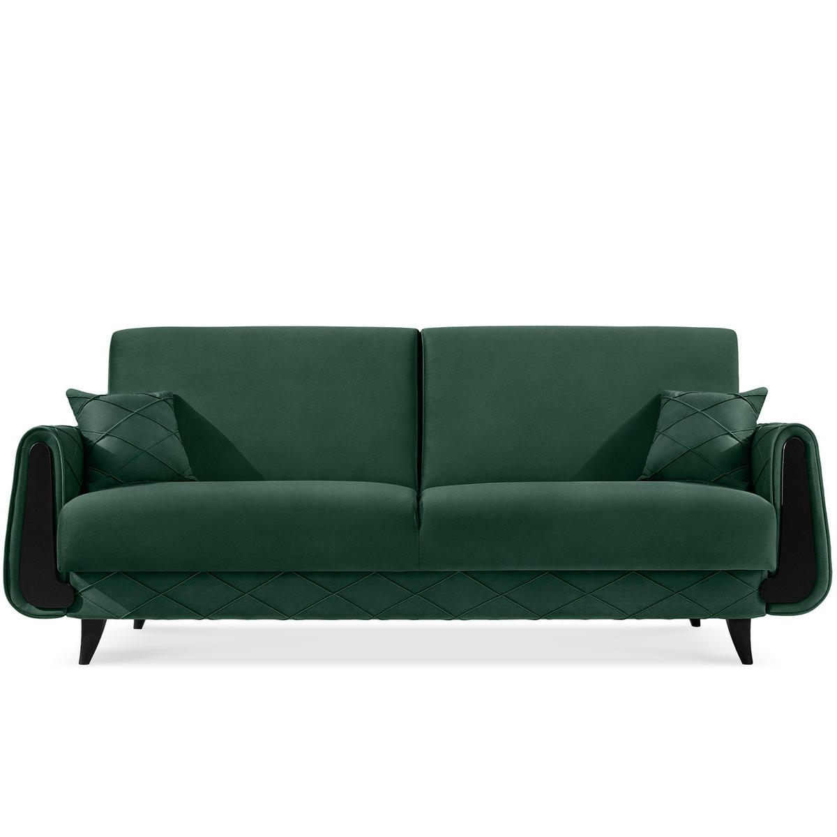 3-SITZER-SOFA GUSTAVO III Sofa 3 Velours, Dunkelgrün - Dunkelgrün, Holz/Holzwerkstoff (230/98/98cm) - KONSIMO®