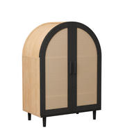 SCHUHSCHRANK DE-37647 70/40/100 cm mit Rattan-Türen Schwarz/Holz - Naturfarben, Holzwerkstoff (70/100/40cm) - ComfortXL