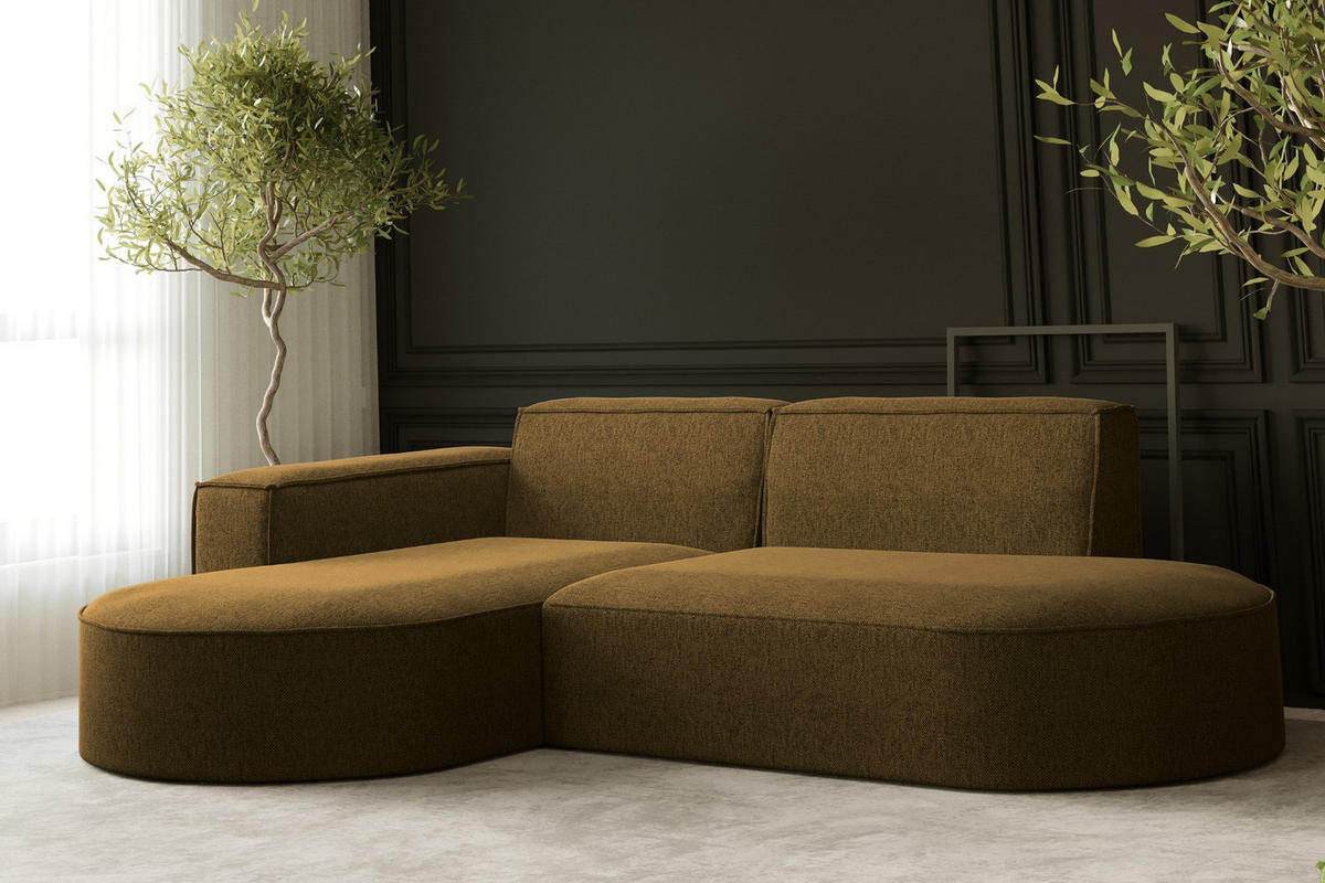ECKSOFA MODENA L STUDIO Stoff Verita Hellbraun Links - Hellbraun, Holz (165/236cm) - Kaiser Möbel