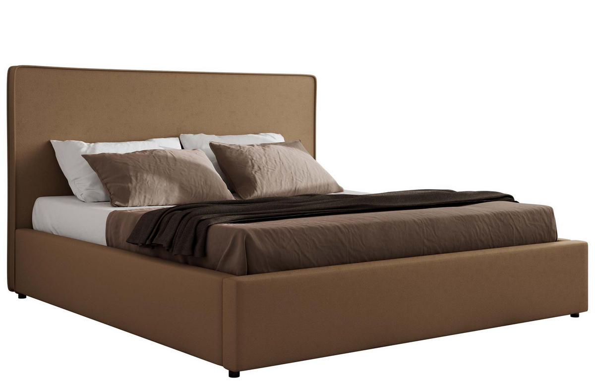 POLSTERBETT CORIVO CLASSIC 140/200 - Braun Kunstleder - Schaum-Matratze - Braun, Textil (140/200cm) - MKS