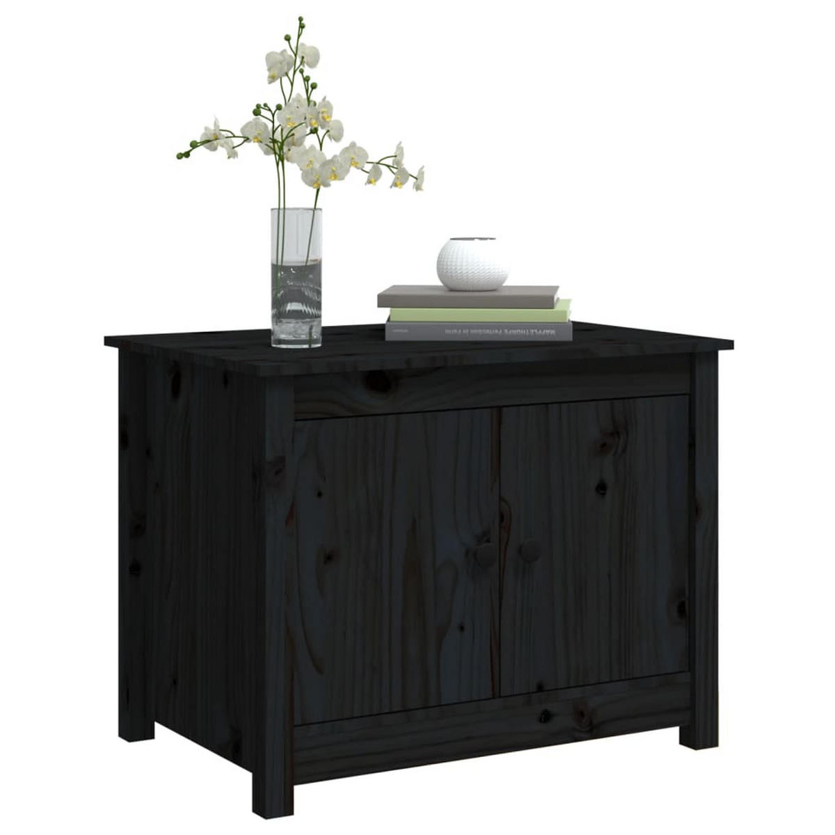 COUCHTISCH Schwarz 71x49x55 cm Massivholz Kiefer - Schwarz, Holz (71/49/55cm) - furnicato