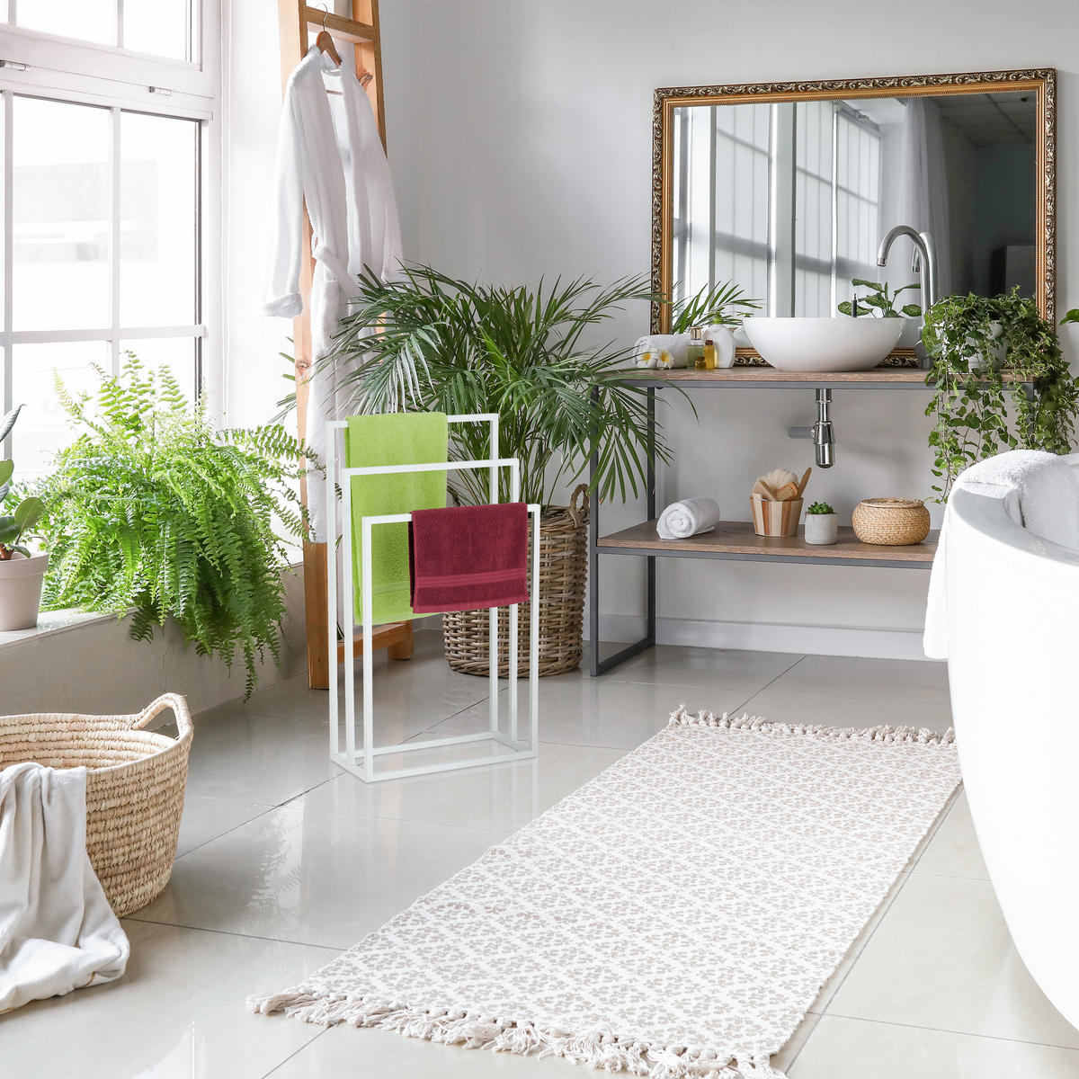 HANDTUCHSTÄNDER - Weiß, Metall (46/82.5/21cm) - Relaxdays